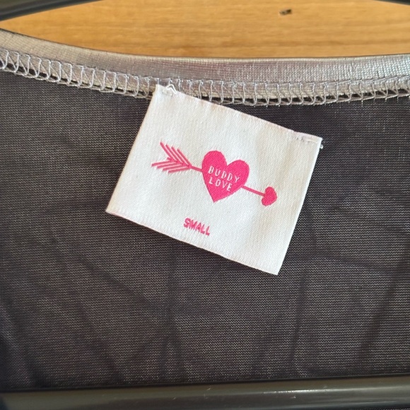 Buddy Love Ruched Mini Dress Womens Size S Metallic Silver Party New Years Eve - Picture 5 of 6